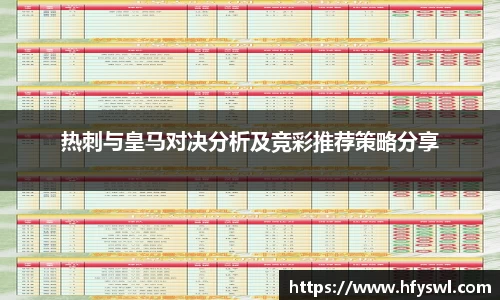 热刺与皇马对决分析及竞彩推荐策略分享